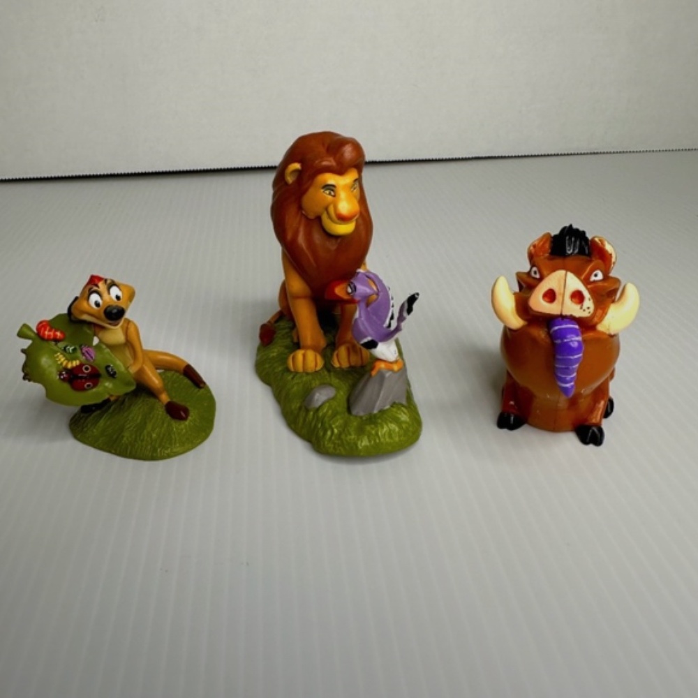 Vintage LOT 3 Disney LION KING PVC Figures/Cake Toppers Simba &Zazu, Timon,Pumba